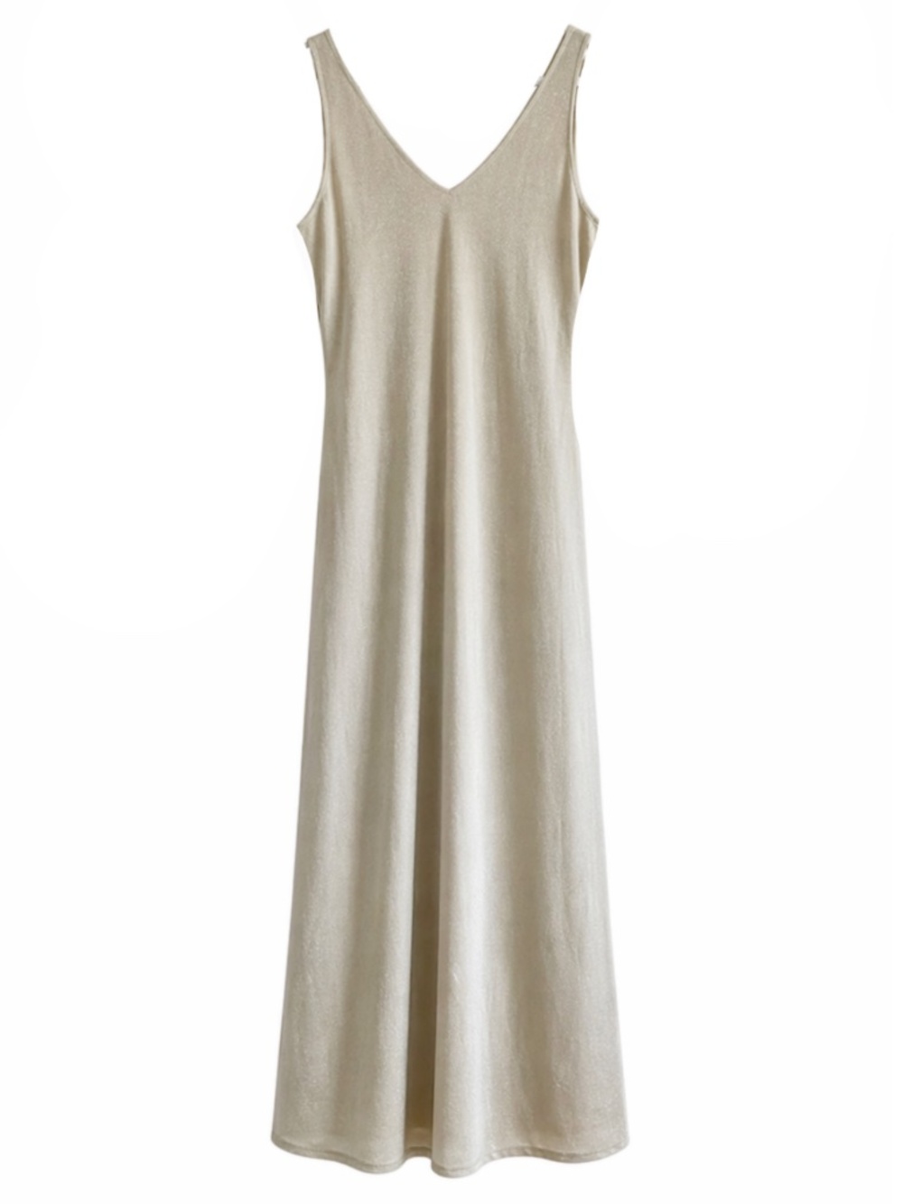 Vintage 90s Beeches Brooks Champagne Glitter V-Neck Maxi Dress – Size 10 GUC